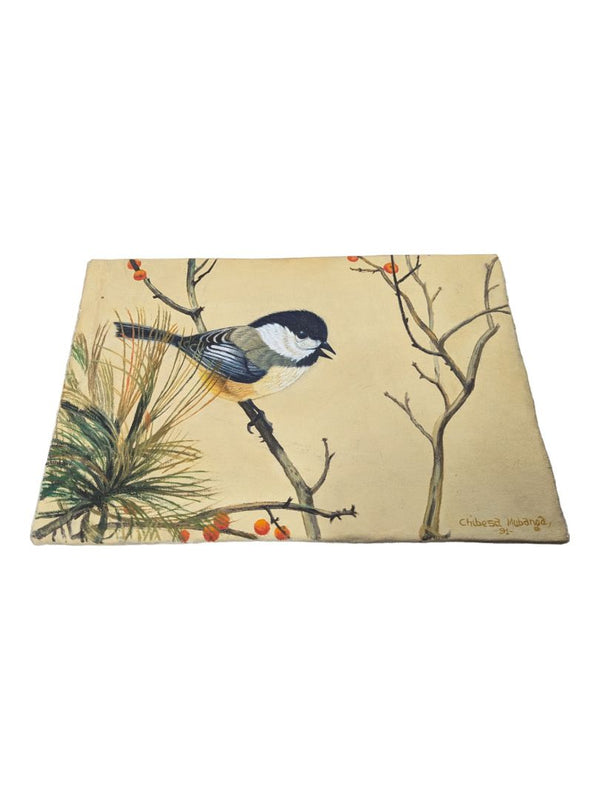 Chickadee and Autumn Leaves Canvas Painting