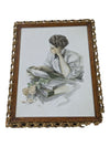 HARRISON FISHER ORIGINAL PRINT FRAMED -THE STUDY HOUR