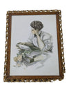 HARRISON FISHER ORIGINAL PRINT FRAMED -THE STUDY HOUR