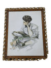 HARRISON FISHER ORIGINAL PRINT FRAMED -THE STUDY HOUR