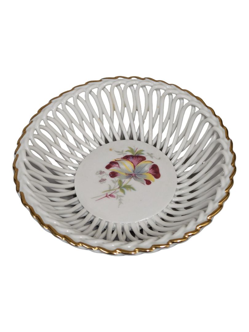 Romanian Porcelain Basket Weave Bowl