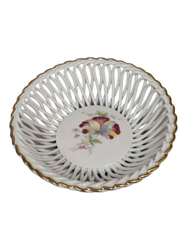 Romanian Porcelain Basket Weave Bowl