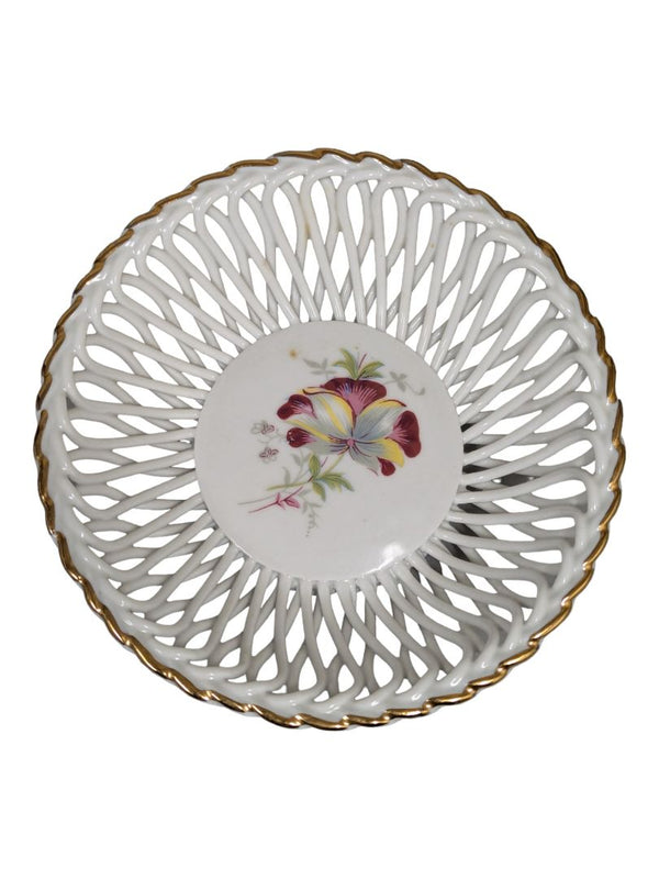 Romanian Porcelain Basket Weave Bowl
