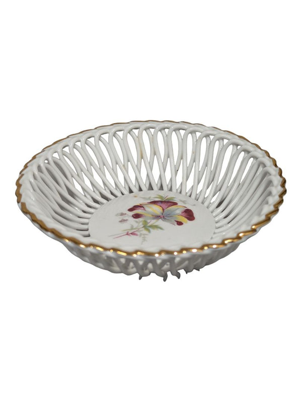 Romanian Porcelain Basket Weave Bowl