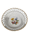 Vintage ROMANIA BASKET WEAVE Bowl Hand Painted Open Weave Bowl