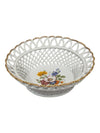 Vintage ROMANIA BASKET WEAVE Bowl Hand Painted Open Weave Bowl