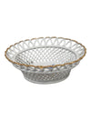 Vintage ROMANIA BASKET WEAVE Bowl Hand Painted Open Weave Bowl
