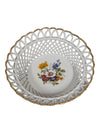Vintage ROMANIA BASKET WEAVE Bowl Hand Painted Open Weave Bowl