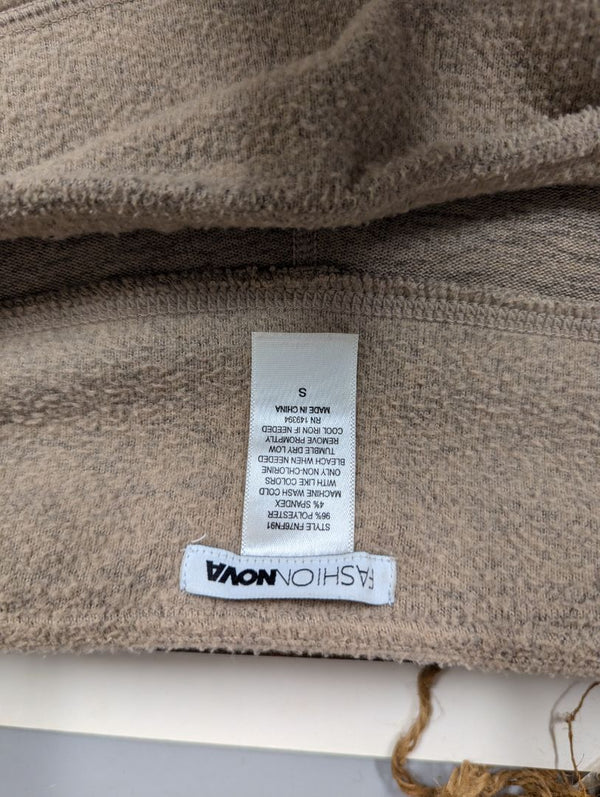 Beige Off the Shoulder Fashion Nova Track Suit (S)
