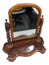 Antique 19th Century Victorian Mahogany Barley Twist Columns Dressing Shaving Mirror on bun feet