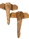 Set of 2 Wooden Elephant Wall Hooks