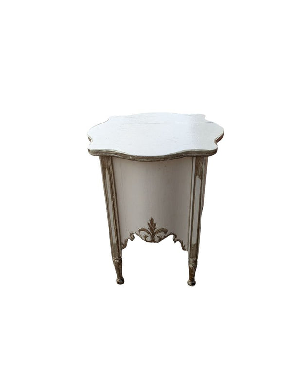 Vintage Cream Bedside Nightstand Table
