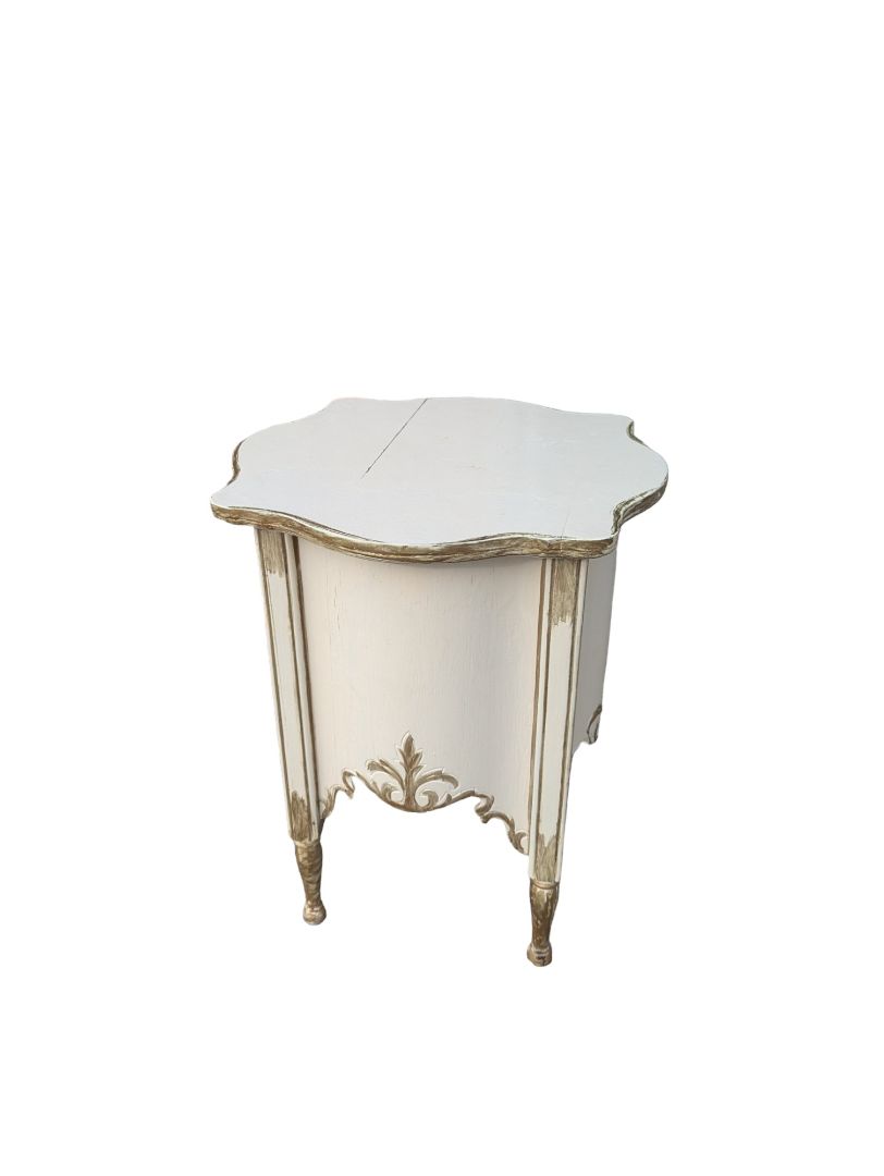 Vintage Cream Bedside Nightstand Table