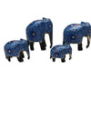 Vintage Mini Hand Carved Wooden Elephants Hand Painted Set