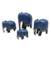 Vintage Mini Hand Carved Wooden Elephants Hand Painted Set