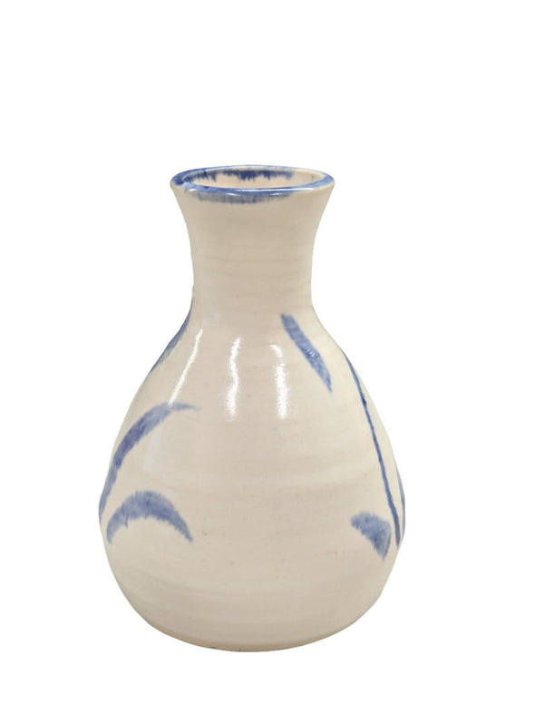 Pottery Folk Art Blue Floral vase