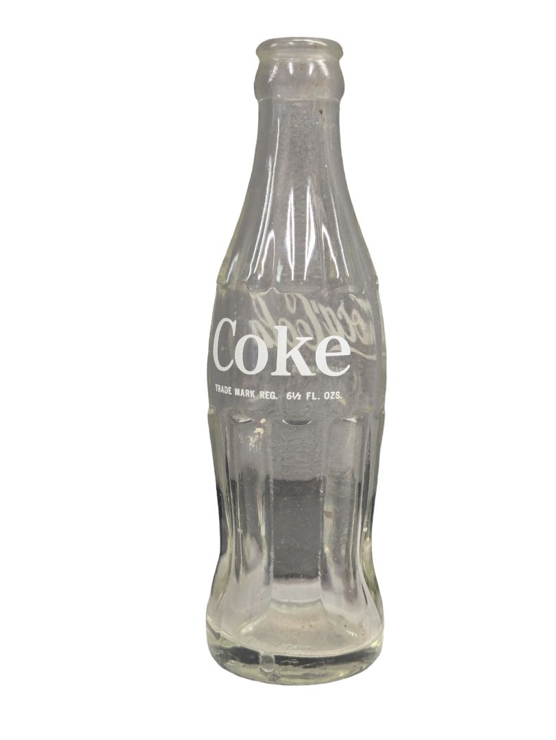 Coca Cola Glass Bottle White Lettering