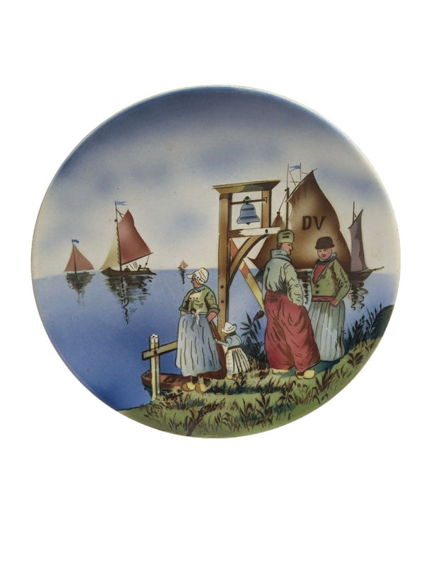 Vintage German Wall Plate Dutch Scene Sailboats
