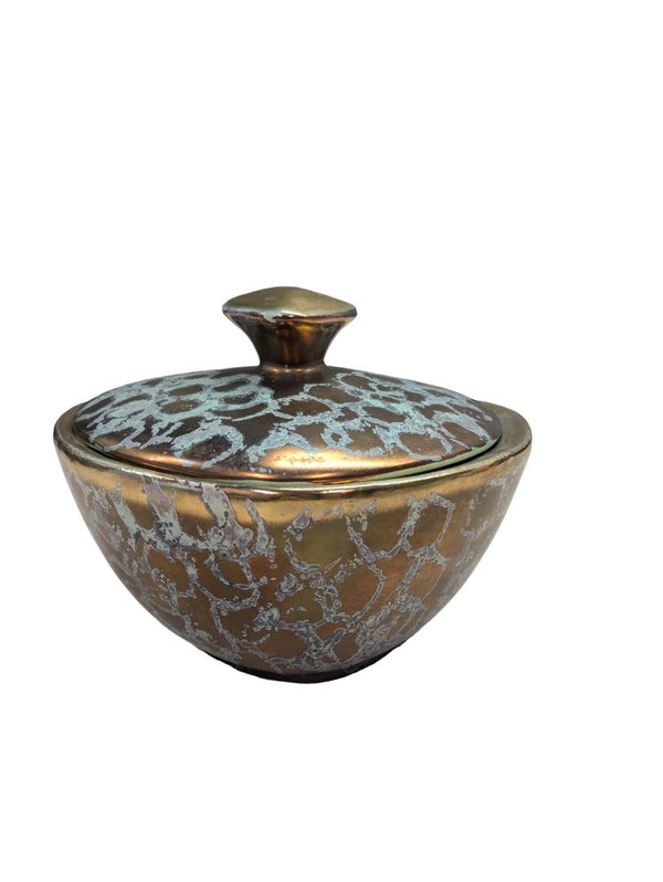 FOHR Germany Ceramic Gold & Teal Trinket Dish