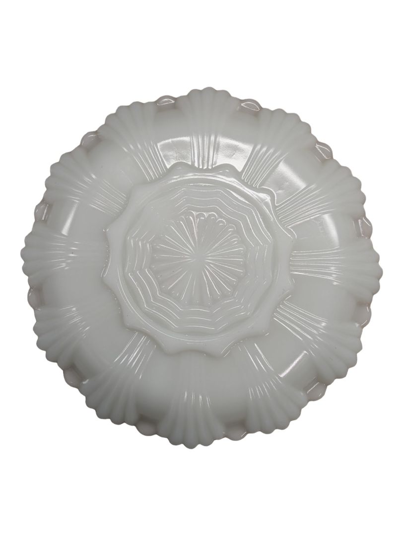 Round Milk Glass Divided Serving Dish