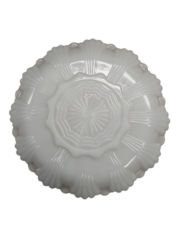 Round Milk Glass Divided Serving Dish