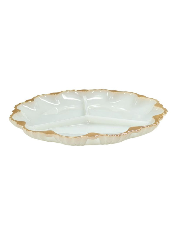 Round Milk Glass Divided Serving Dish