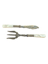 Antique Mother of Pearl Silver Bread Fork & Fish Knife