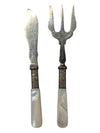 Antique Mother of Pearl Silver Bread Fork & Fish Knife