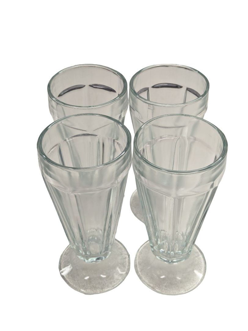 4 Vintage Clear Milkshake Glass
