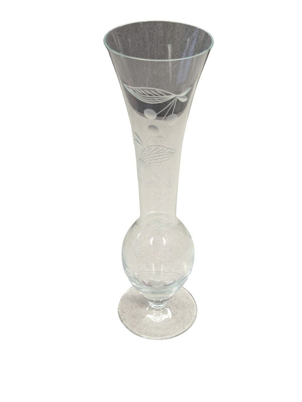 Vintage Etched Glass Flower Vase