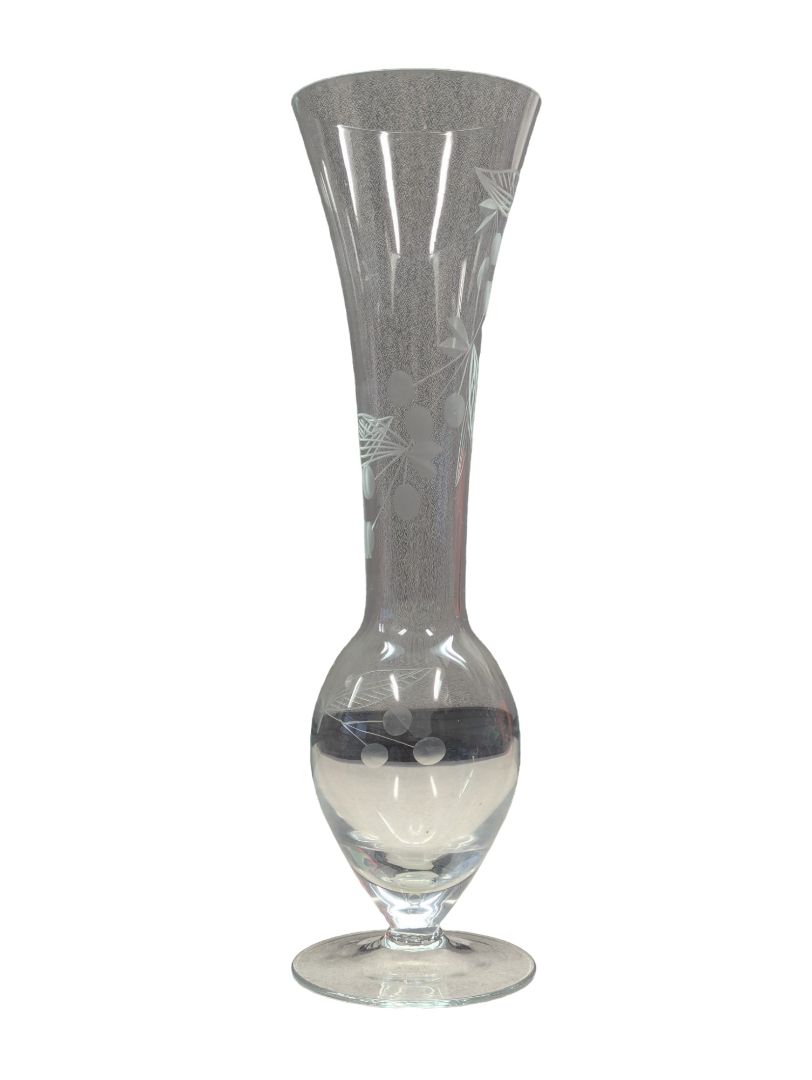 Vintage Etched Glass Flower Vase