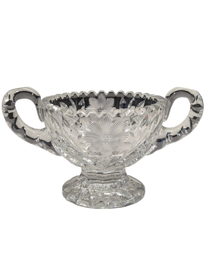 Brilliant cut crystal sugar bowl & cream pitcher