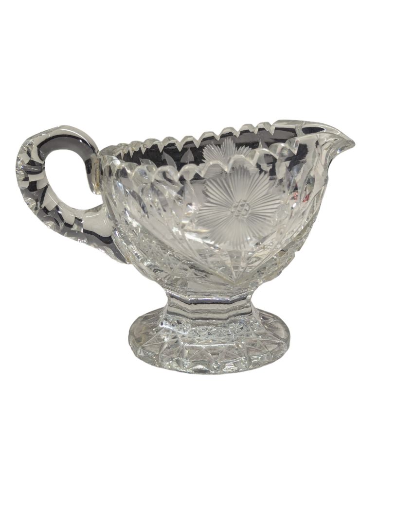 Brilliant cut crystal sugar bowl & cream pitcher