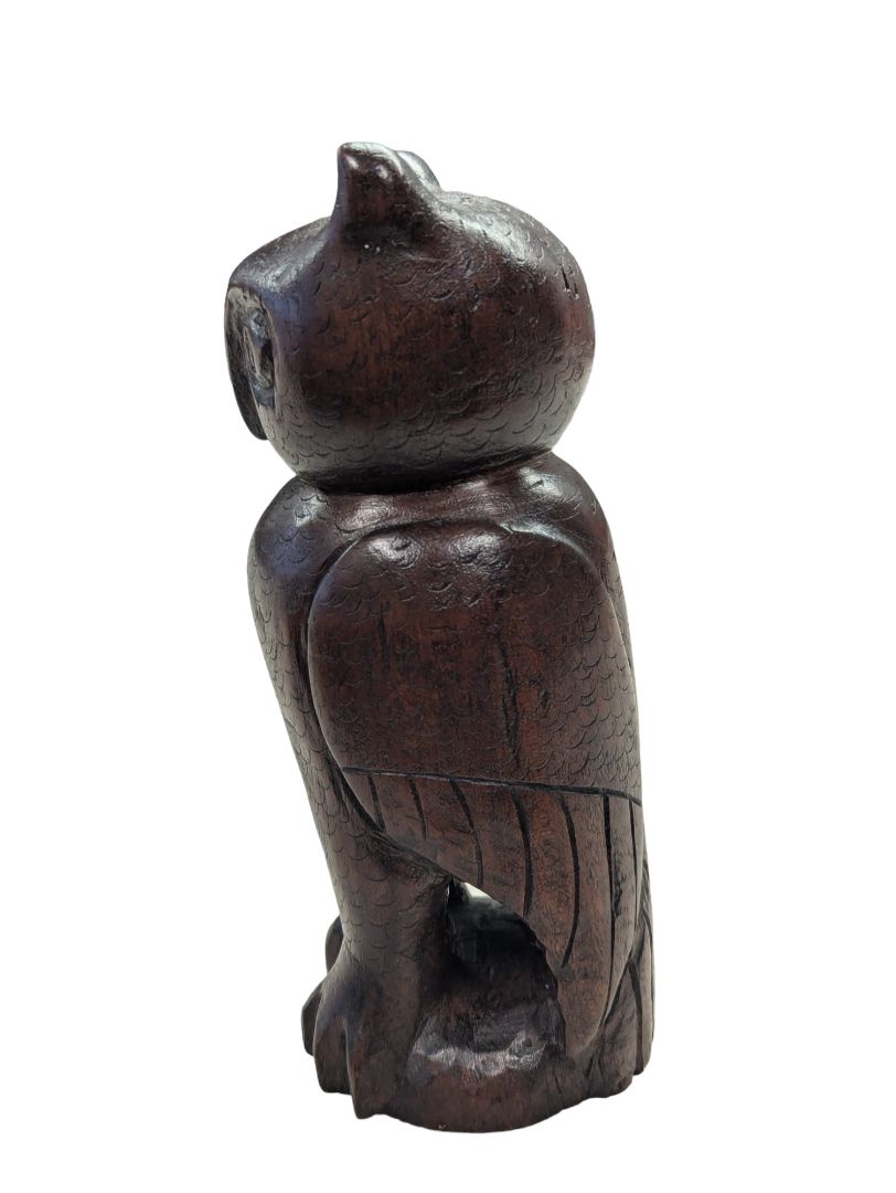 1985 Hand Carved Wooden Owl