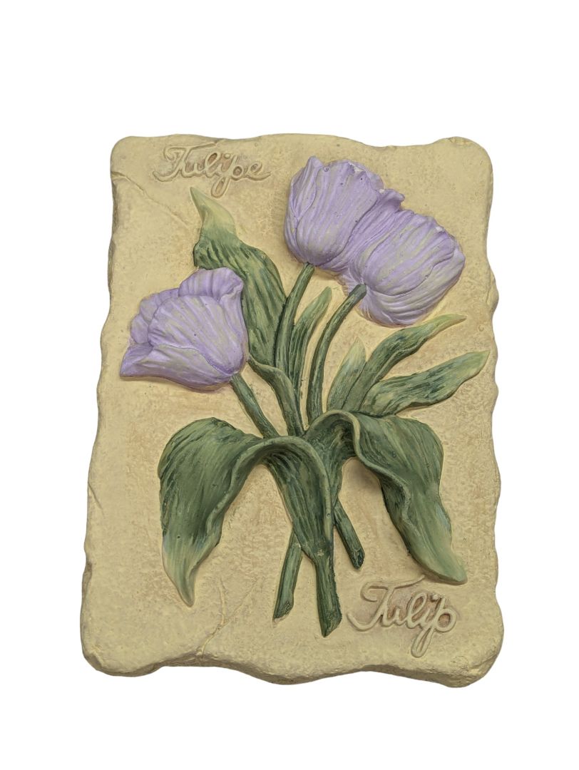 Vintage Lot Of 3 Chalkware Floral 3D Wall Plaques