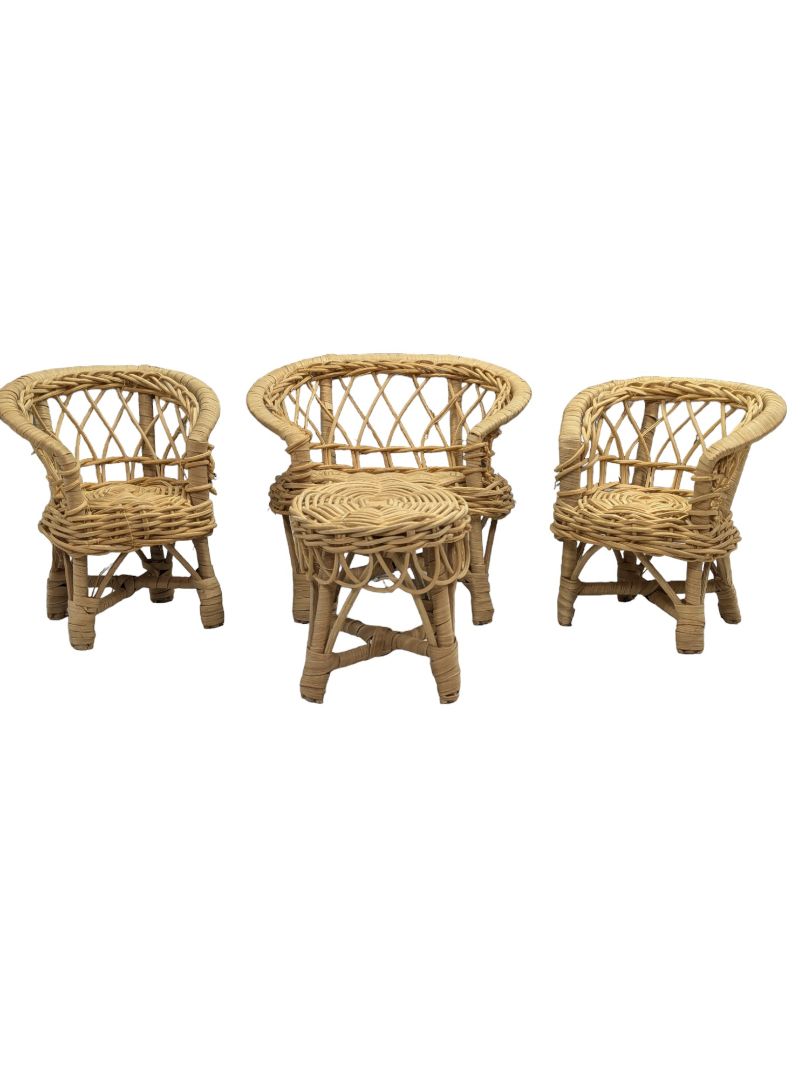 Vintage Miniature Wicker Furniture Set