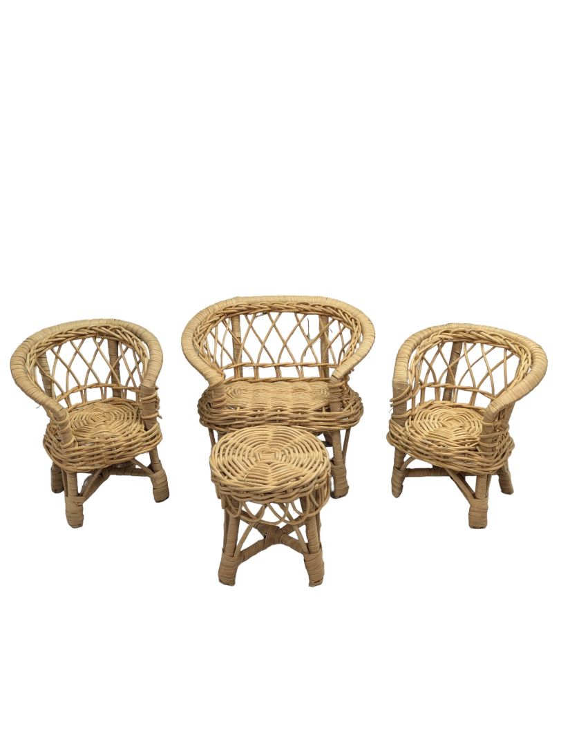 Vintage Miniature Wicker Furniture Set