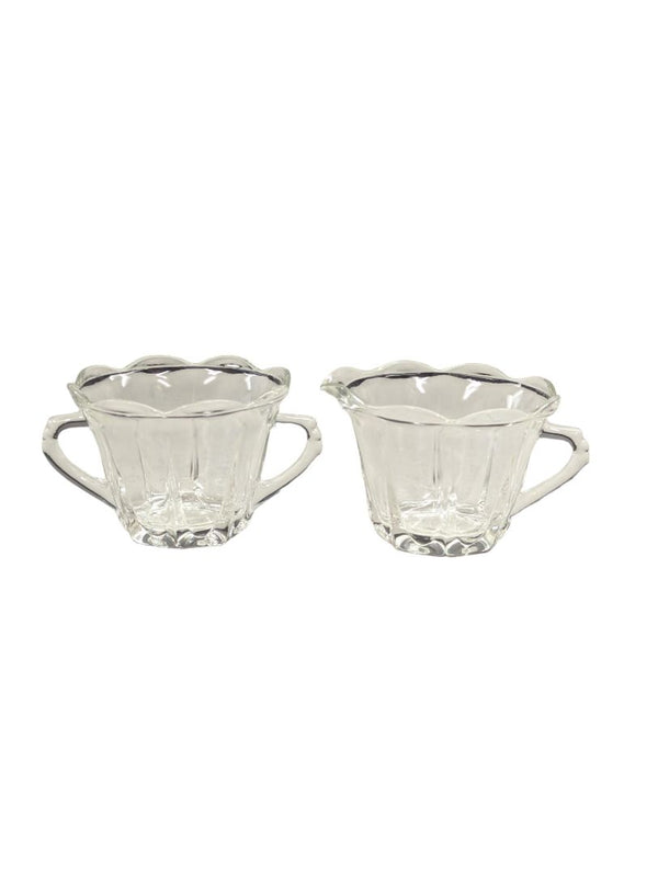 Clear Glass Sugar Bowl & Creamer Set