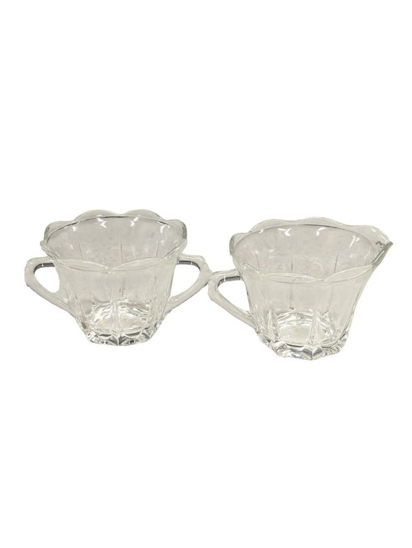 Clear Glass Sugar Bowl & Creamer Set