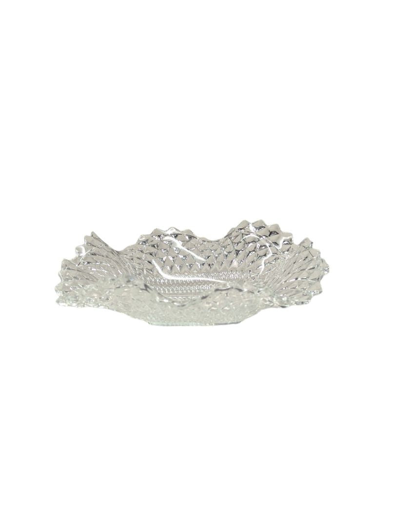 Vintage INDIANA GLASS Clear Ruffled Diamond Point-Candy dish