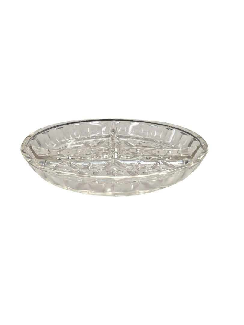 Round Clear Glass 3 Divided Star Pattern Dish