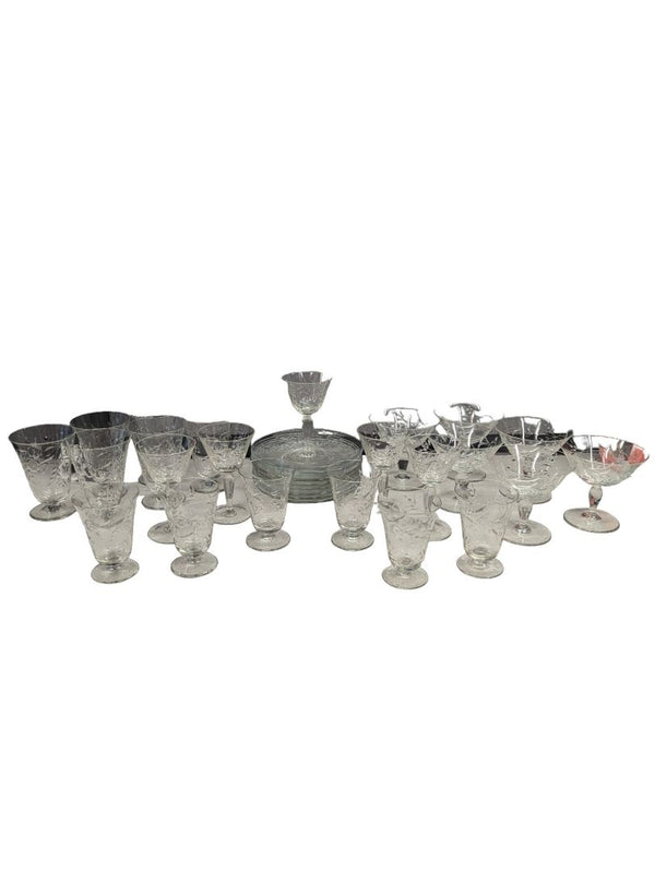 31 PC Etched Crystal Dining Set
