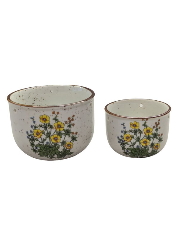 Vintage Pair Speckle ware Pottery Stoneware Planters