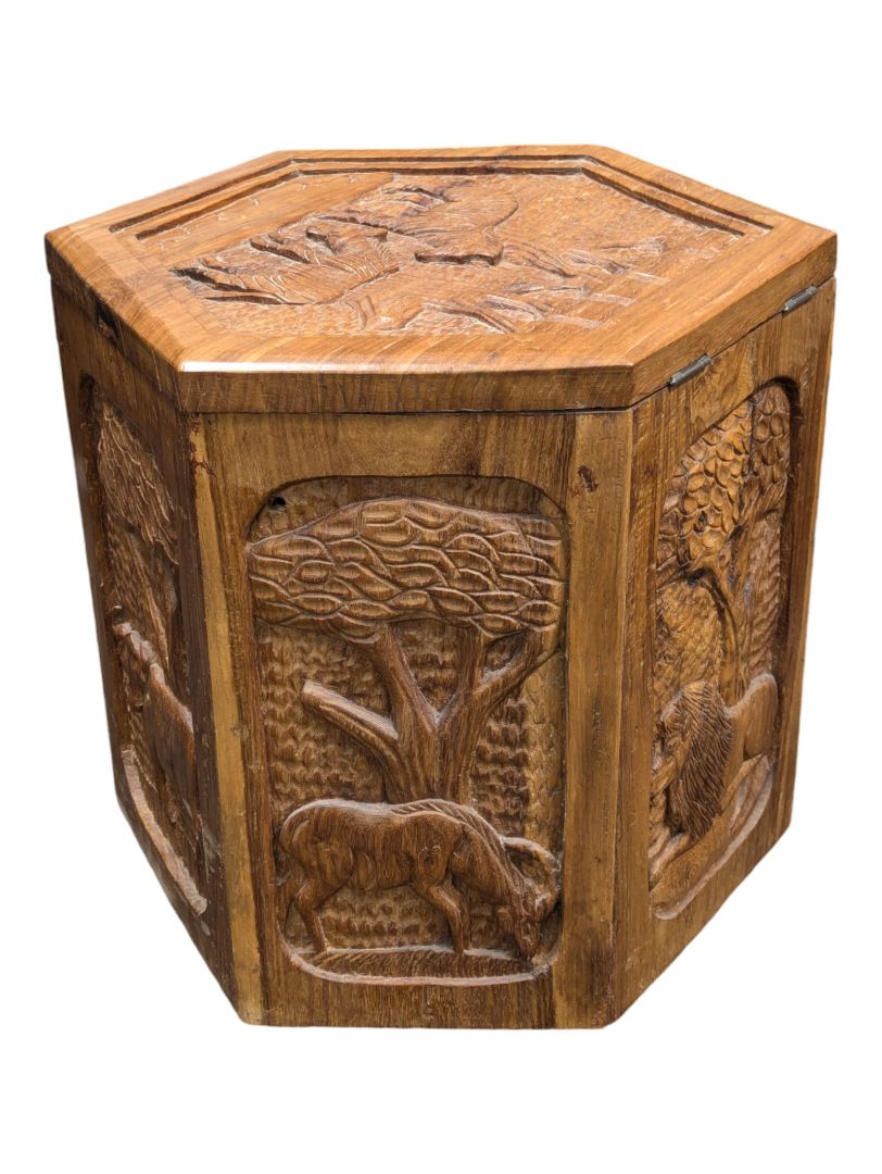 African Hand Carved Storage/Ottoman