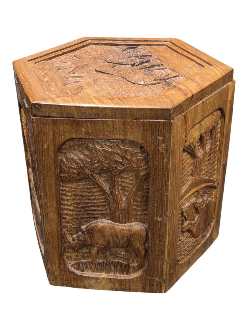 African Hand Carved Storage/Ottoman