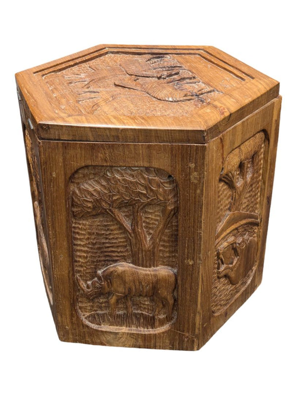 African Hand Carved Storage/Ottoman