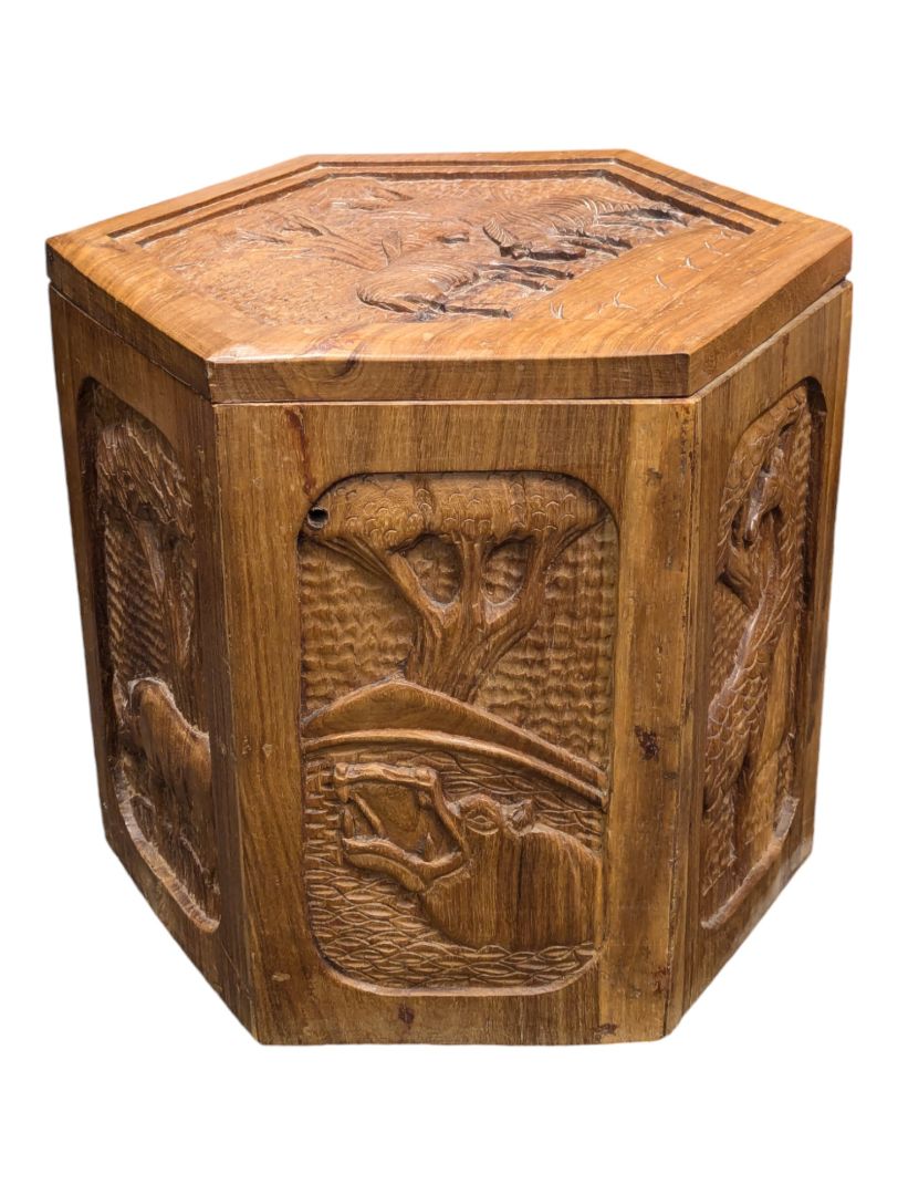 African Hand Carved Storage/Ottoman