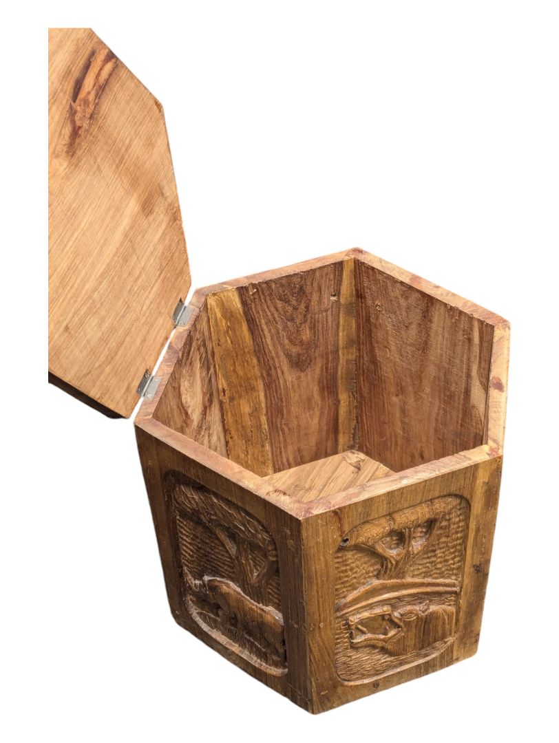 African Hand Carved Storage/Ottoman