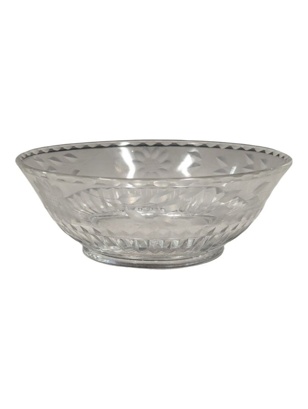 VINTAGE FLORAL ETCHED GLASS BOWL