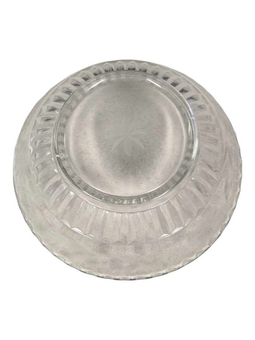 VINTAGE FLORAL ETCHED GLASS BOWL